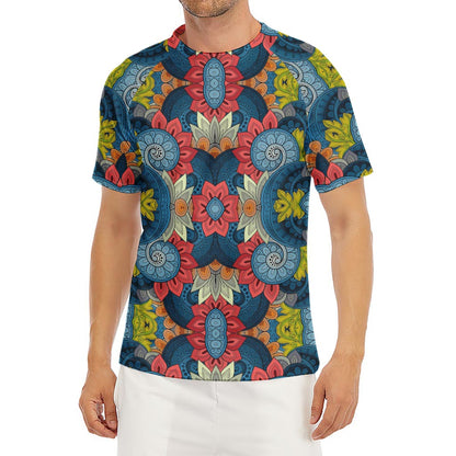 Native Tribal Bohemian Pattern Print Men's Short Sleeve Rash Guard
