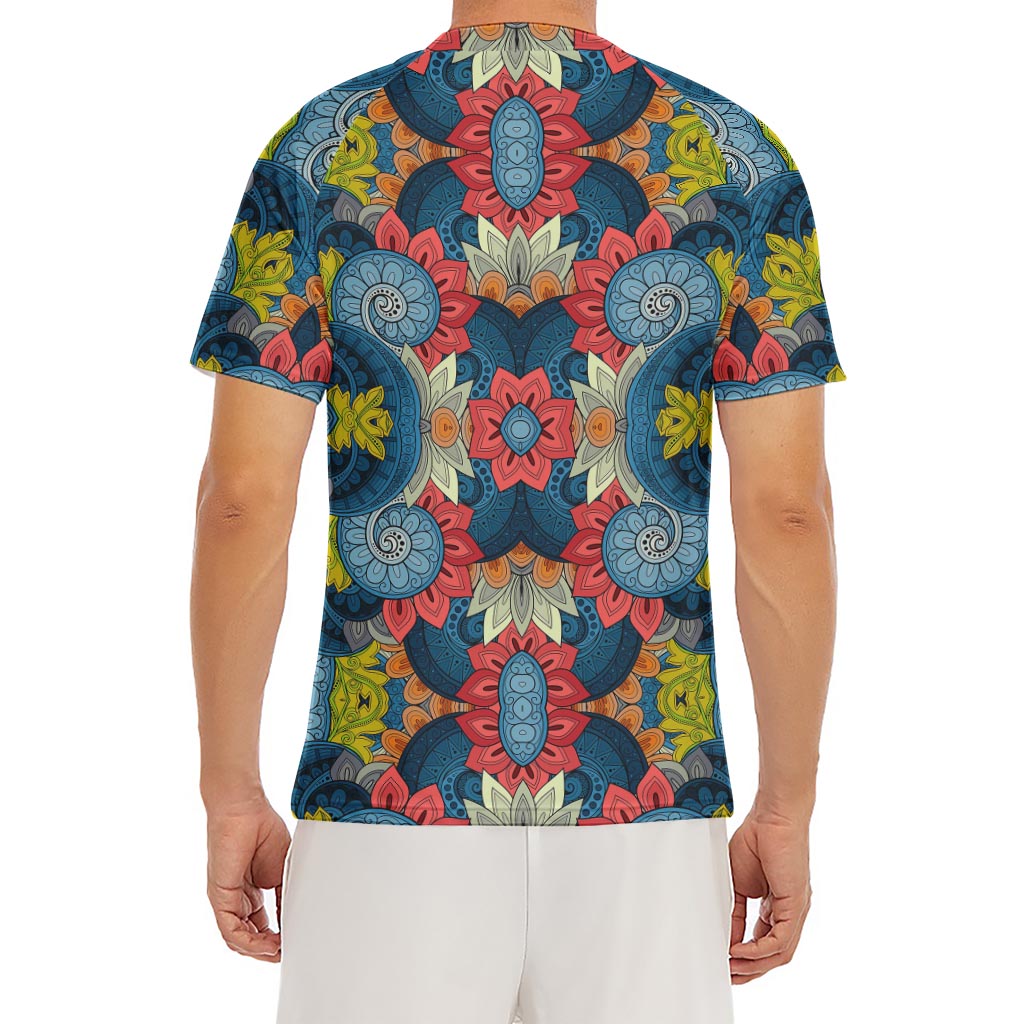 Native Tribal Bohemian Pattern Print Men's Short Sleeve Rash Guard