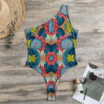 Native Tribal Bohemian Pattern Print One Shoulder Bodysuit