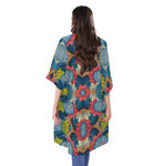 Native Tribal Bohemian Pattern Print Open Front Beach Cover Up