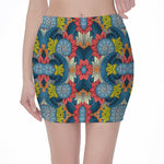 Native Tribal Bohemian Pattern Print Pencil Mini Skirt