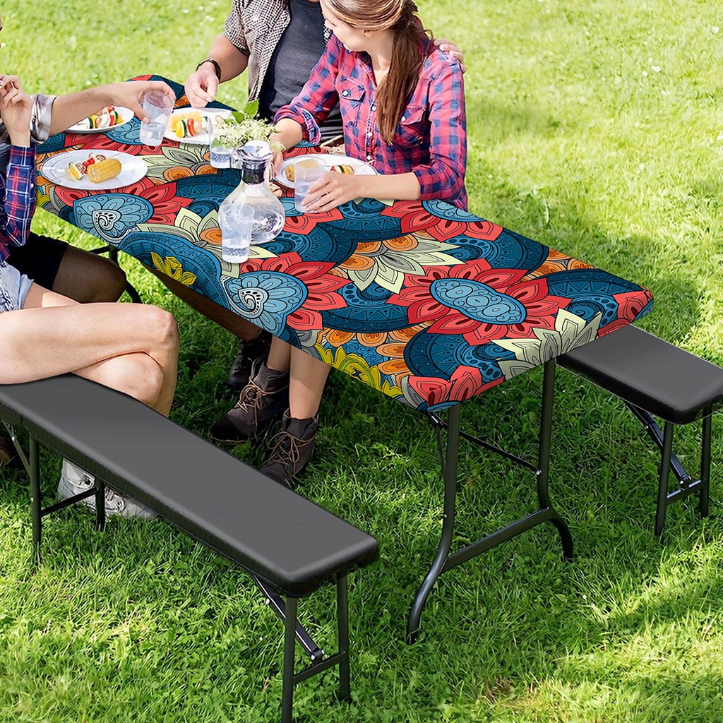 Native Tribal Bohemian Pattern Print Picnic Table Cover