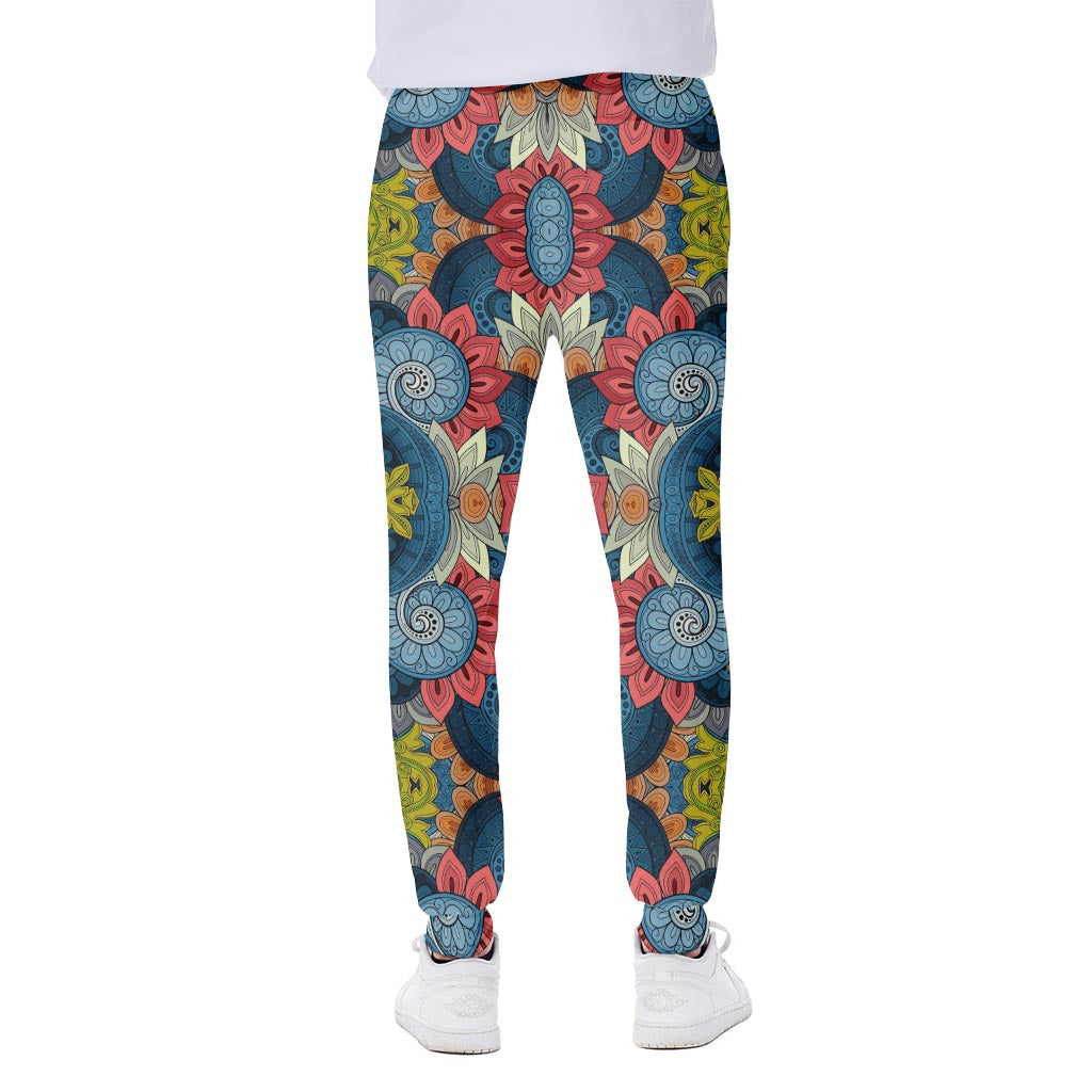 Native Tribal Bohemian Pattern Print Scuba Joggers