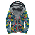 Native Tribal Bohemian Pattern Print Sherpa Lined Zip Up Hoodie