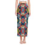 Native Tribal Bohemian Pattern Print Side Slit Maxi Skirt