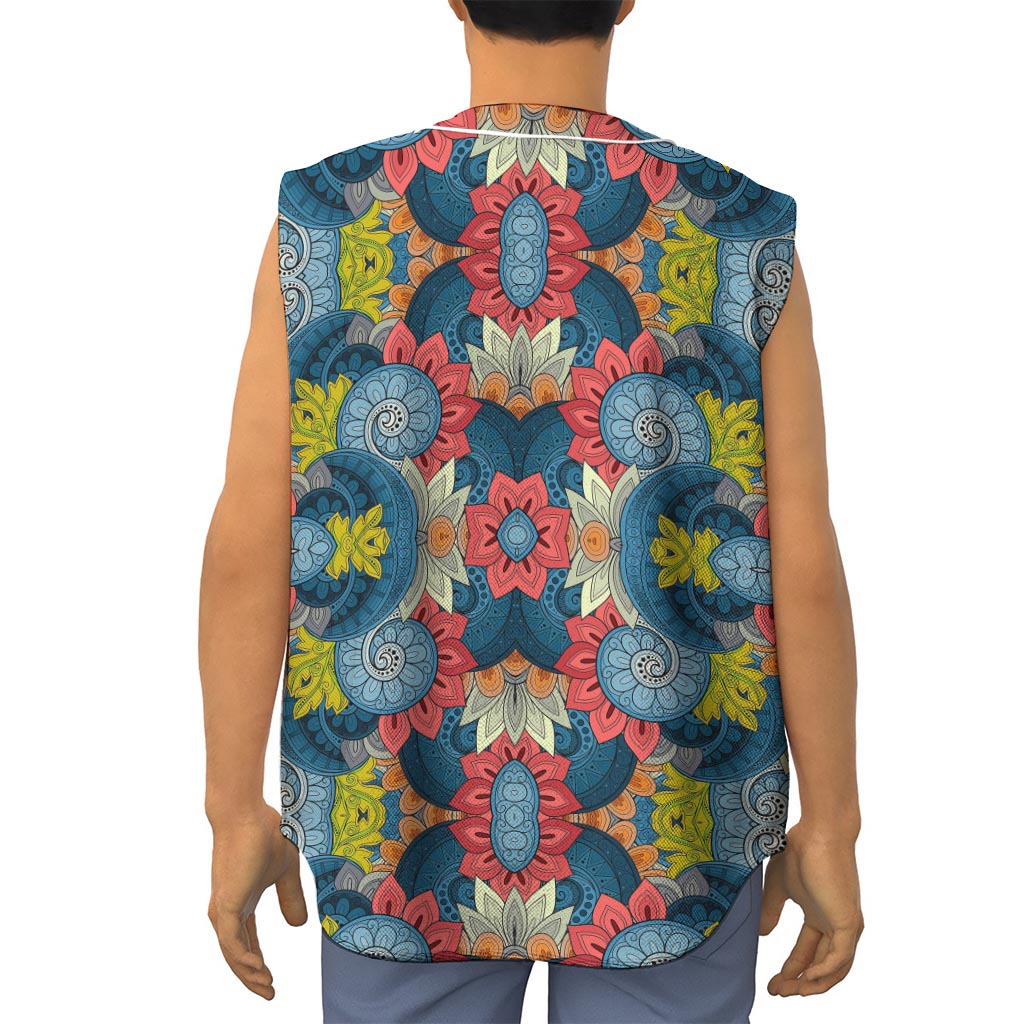 Native Tribal Bohemian Pattern Print Sleeveless Baseball Jersey