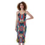 Native Tribal Bohemian Pattern Print Slim Fit Midi Cami Dress