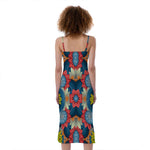 Native Tribal Bohemian Pattern Print Slim Fit Midi Cami Dress