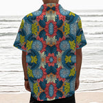 Native Tribal Bohemian Pattern Print Textured Short Sleeve Shirt
