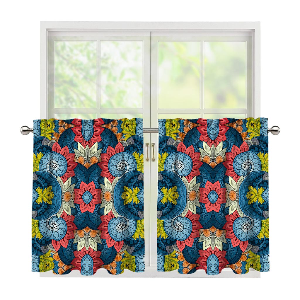 Native Tribal Bohemian Pattern Print Tier Curtains
