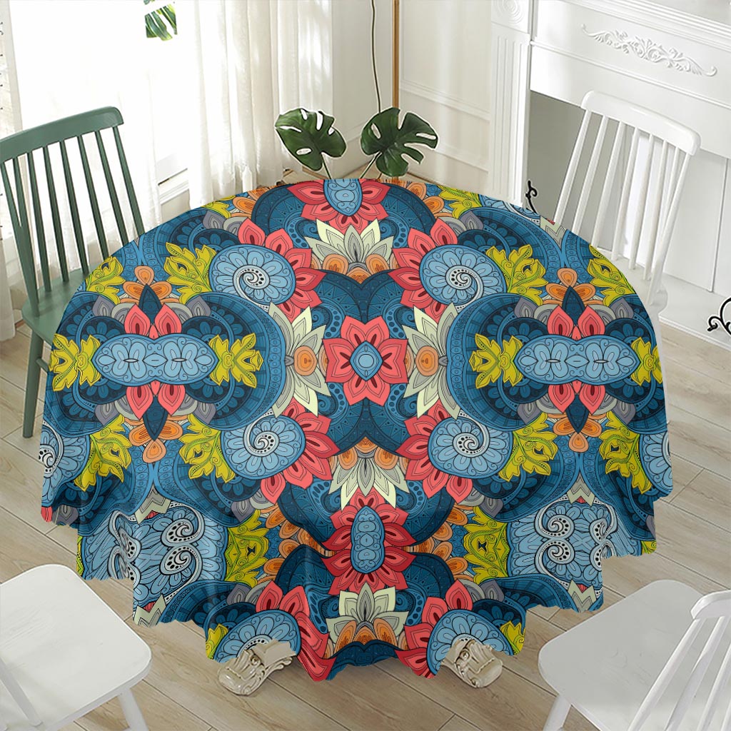 Native Tribal Bohemian Pattern Print Waterproof Round Tablecloth