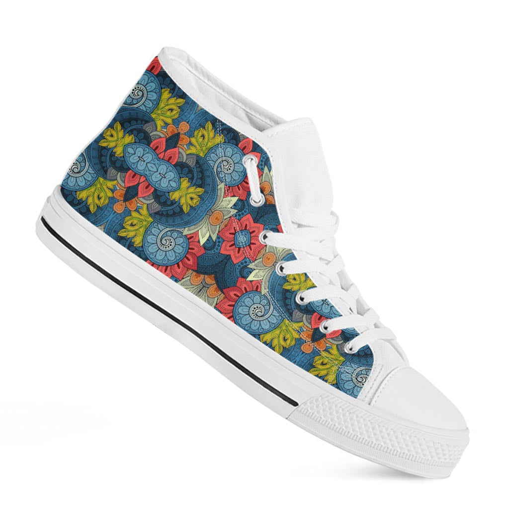Native Tribal Bohemian Pattern Print White High Top Sneakers
