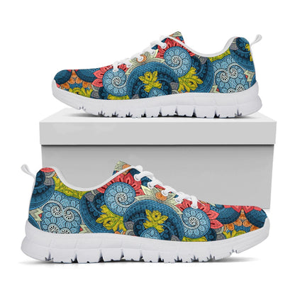 Native Tribal Bohemian Pattern Print White Running Shoes