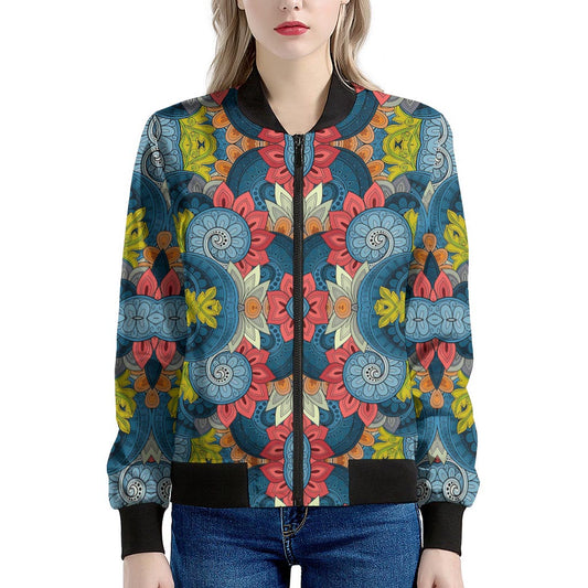 Native Tribal Bohemian Pattern Print Women's Bomber Jacket
