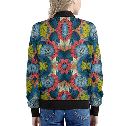 Native Tribal Bohemian Pattern Print Women's Bomber Jacket