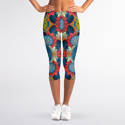 Native Tribal Bohemian Pattern Print Women's Capri Leggings