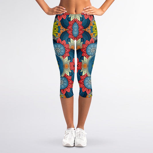 Native Tribal Bohemian Pattern Print Women's Capri Leggings