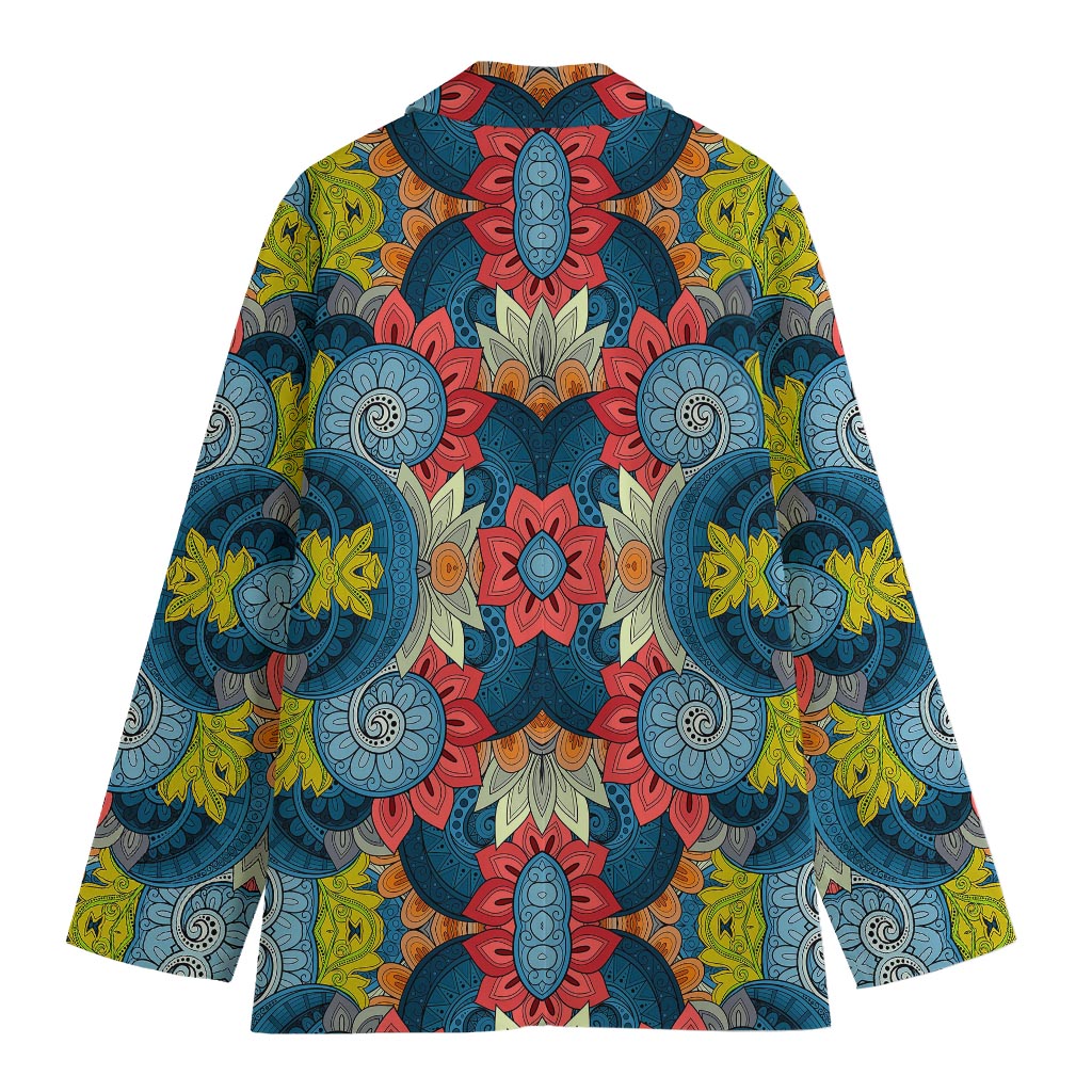Native Tribal Bohemian Pattern Print Women's Cotton Blazer