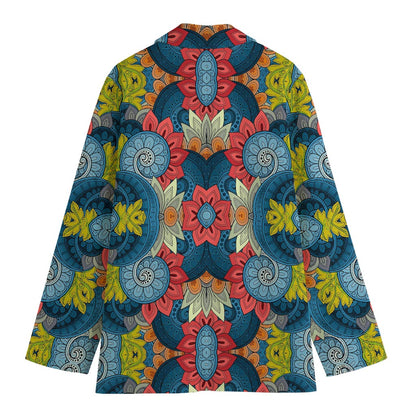 Native Tribal Bohemian Pattern Print Women's Cotton Blazer