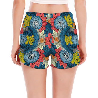 Native Tribal Bohemian Pattern Print Women's Split Running Shorts