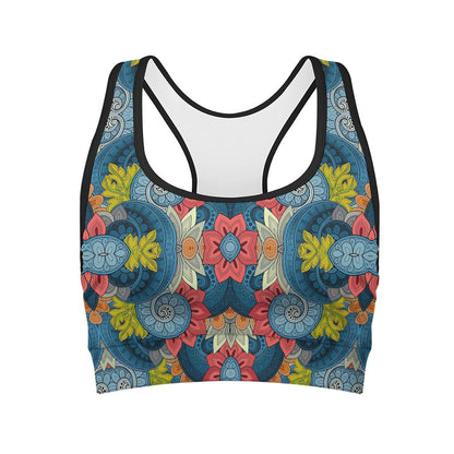 Native Tribal Bohemian Pattern Print Women's Sports Bra