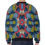 Native Tribal Bohemian Pattern Print Zip Sleeve Bomber Jacket