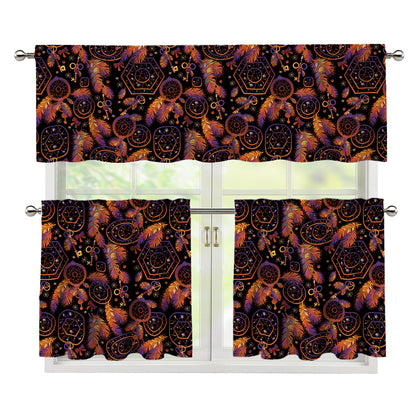 Native Tribal Dream Catcher Print 3 Piece Kitchen Curtains