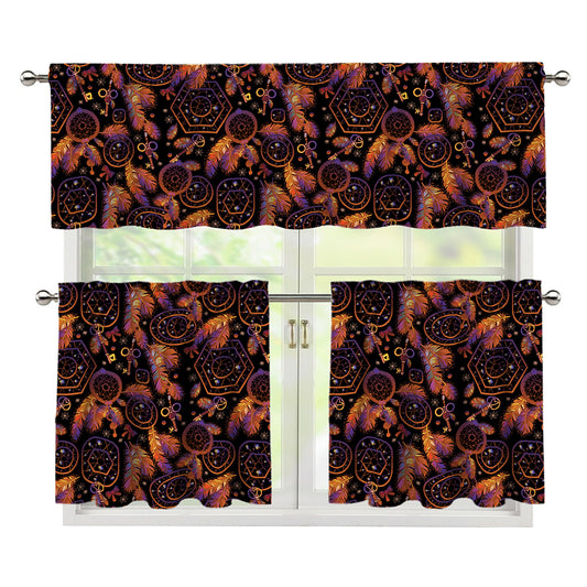 Native Tribal Dream Catcher Print 3 Piece Kitchen Curtains