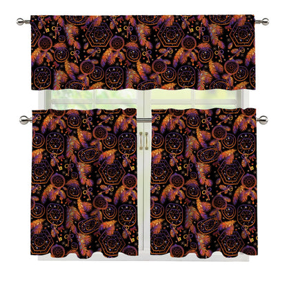 Native Tribal Dream Catcher Print 3 Piece Kitchen Curtains