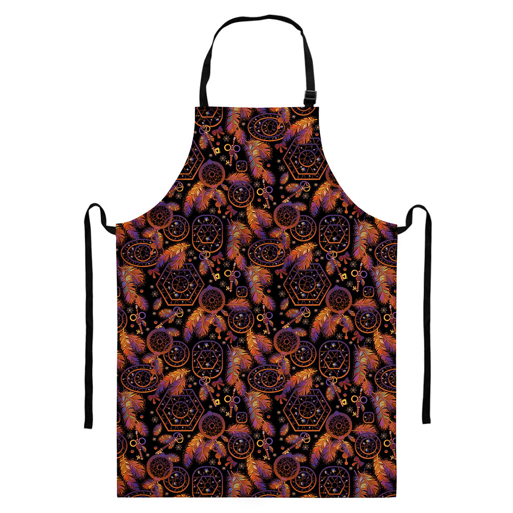 Native Tribal Dream Catcher Print Bib Apron With Pocket