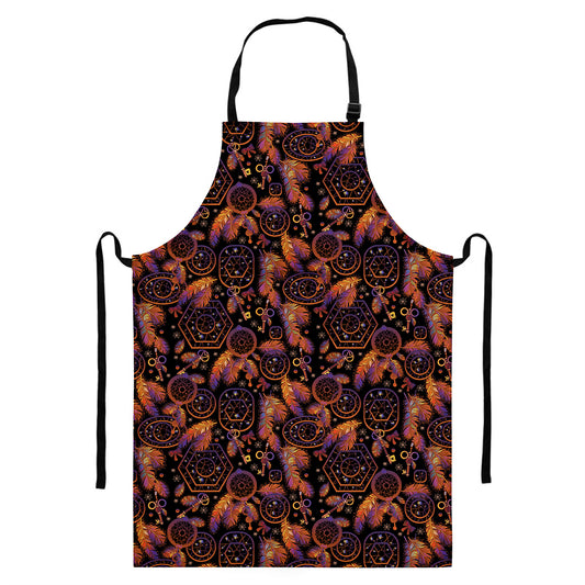 Native Tribal Dream Catcher Print Bib Apron With Pocket