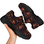 Native Tribal Dream Catcher Print Black Chunky Shoes