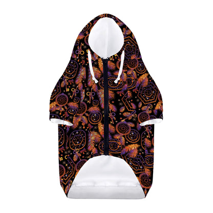 Native Tribal Dream Catcher Print Dog Zip Up Hoodie
