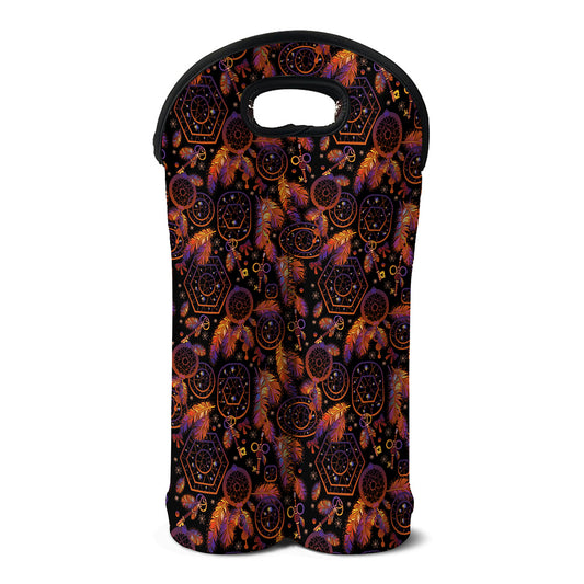 Native Tribal Dream Catcher Print Double Neoprene Wine Tote