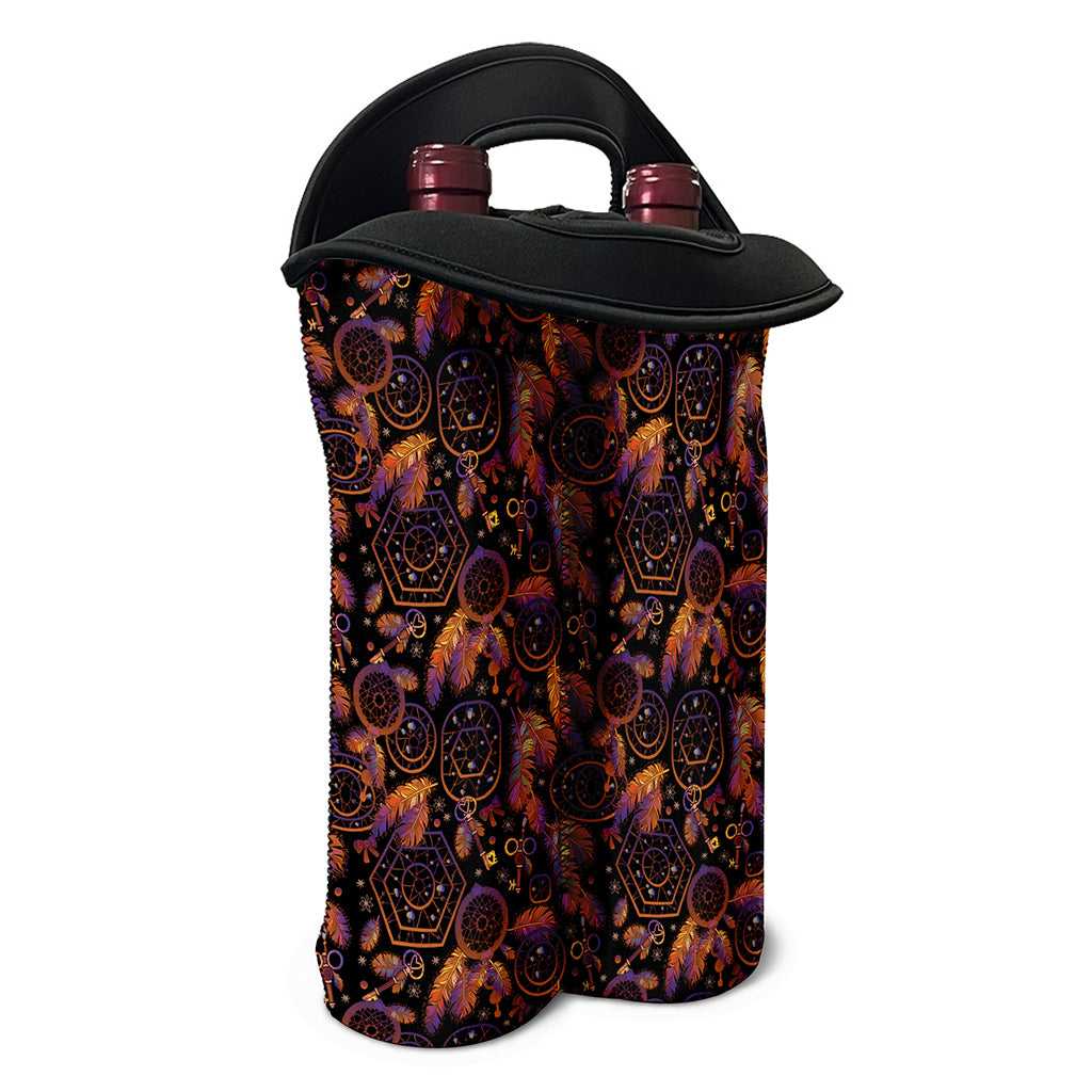 Native Tribal Dream Catcher Print Double Neoprene Wine Tote