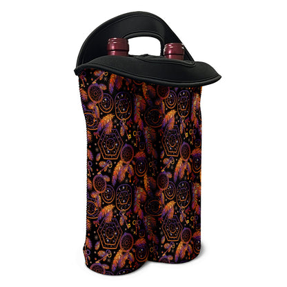 Native Tribal Dream Catcher Print Double Neoprene Wine Tote