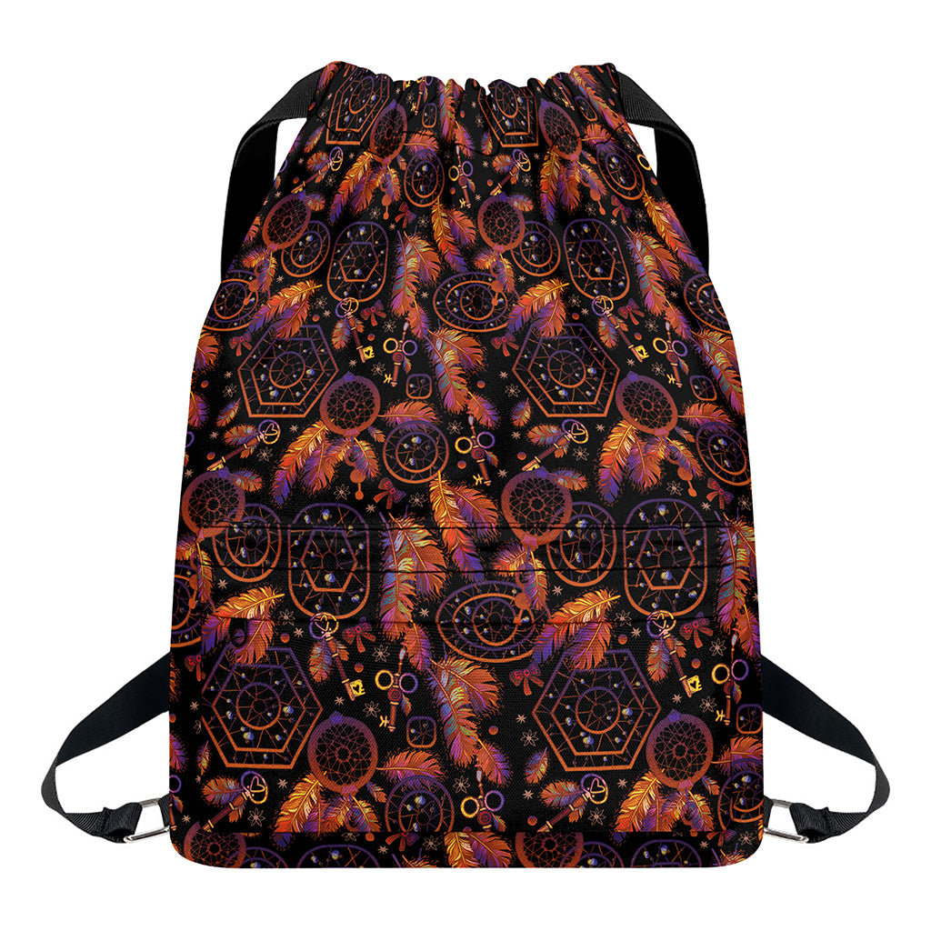 Native Tribal Dream Catcher Print Drawstring Backpack