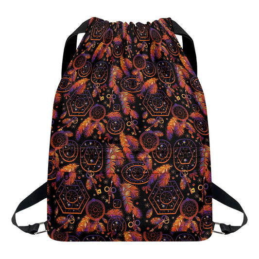 Native Tribal Dream Catcher Print Drawstring Backpack