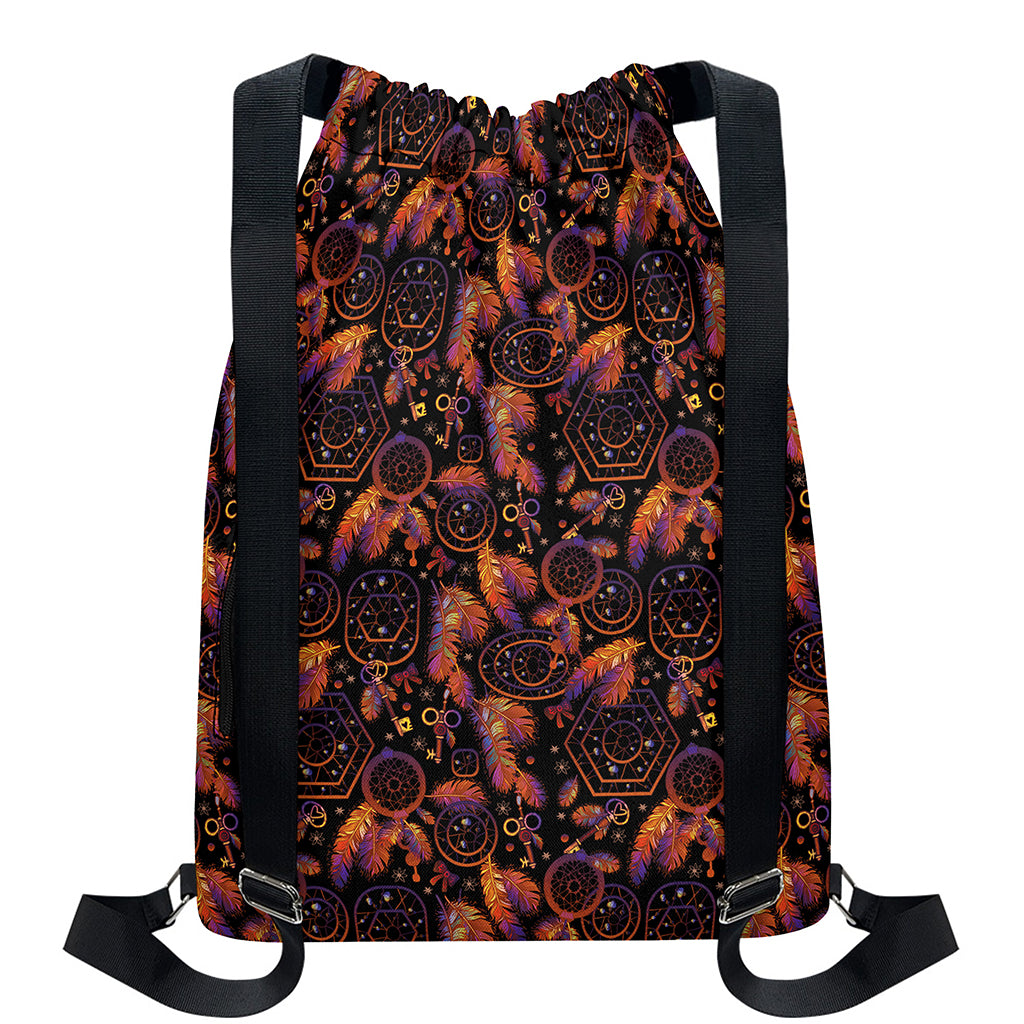Native Tribal Dream Catcher Print Drawstring Backpack