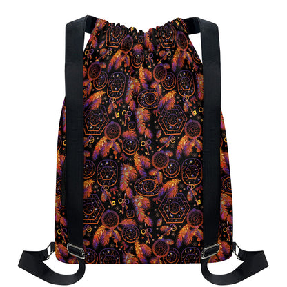 Native Tribal Dream Catcher Print Drawstring Backpack