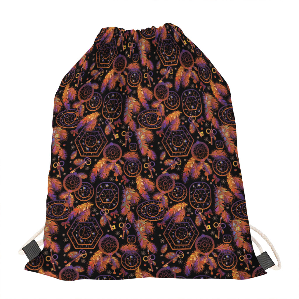 Native Tribal Dream Catcher Print Drawstring Bag