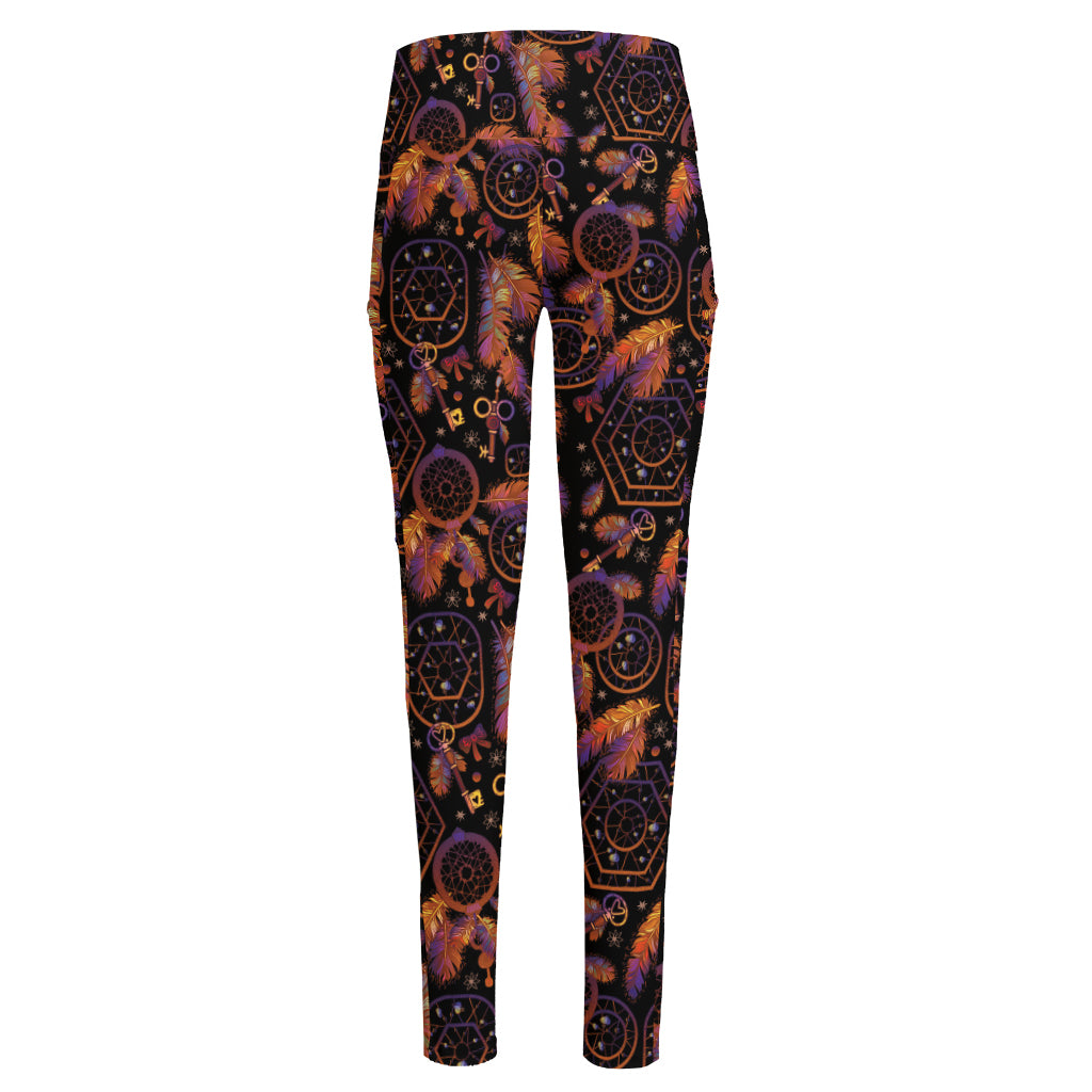 Native Tribal Dream Catcher Print High-Waisted Pocket Leggings