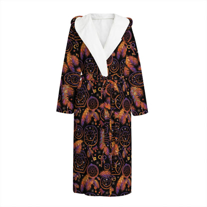 Native Tribal Dream Catcher Print Hooded Bathrobe