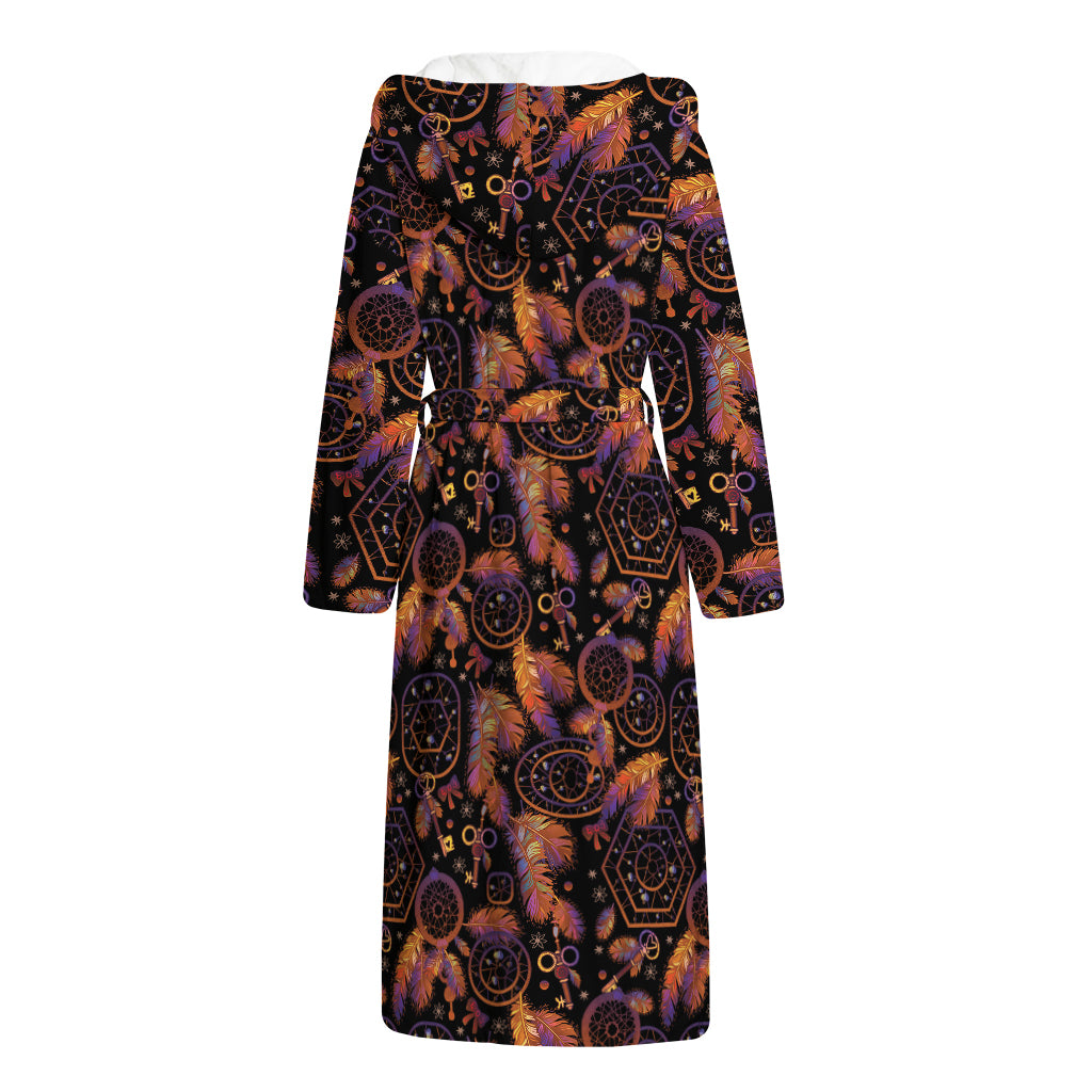 Native Tribal Dream Catcher Print Hooded Bathrobe