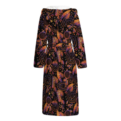 Native Tribal Dream Catcher Print Hooded Bathrobe
