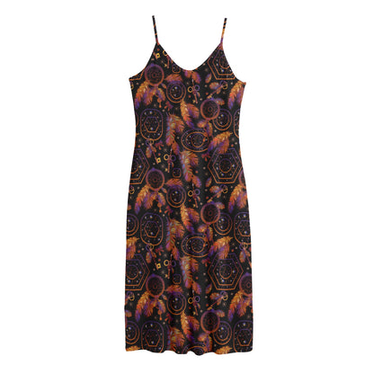Native Tribal Dream Catcher Print Jersey Midi Cami Dress