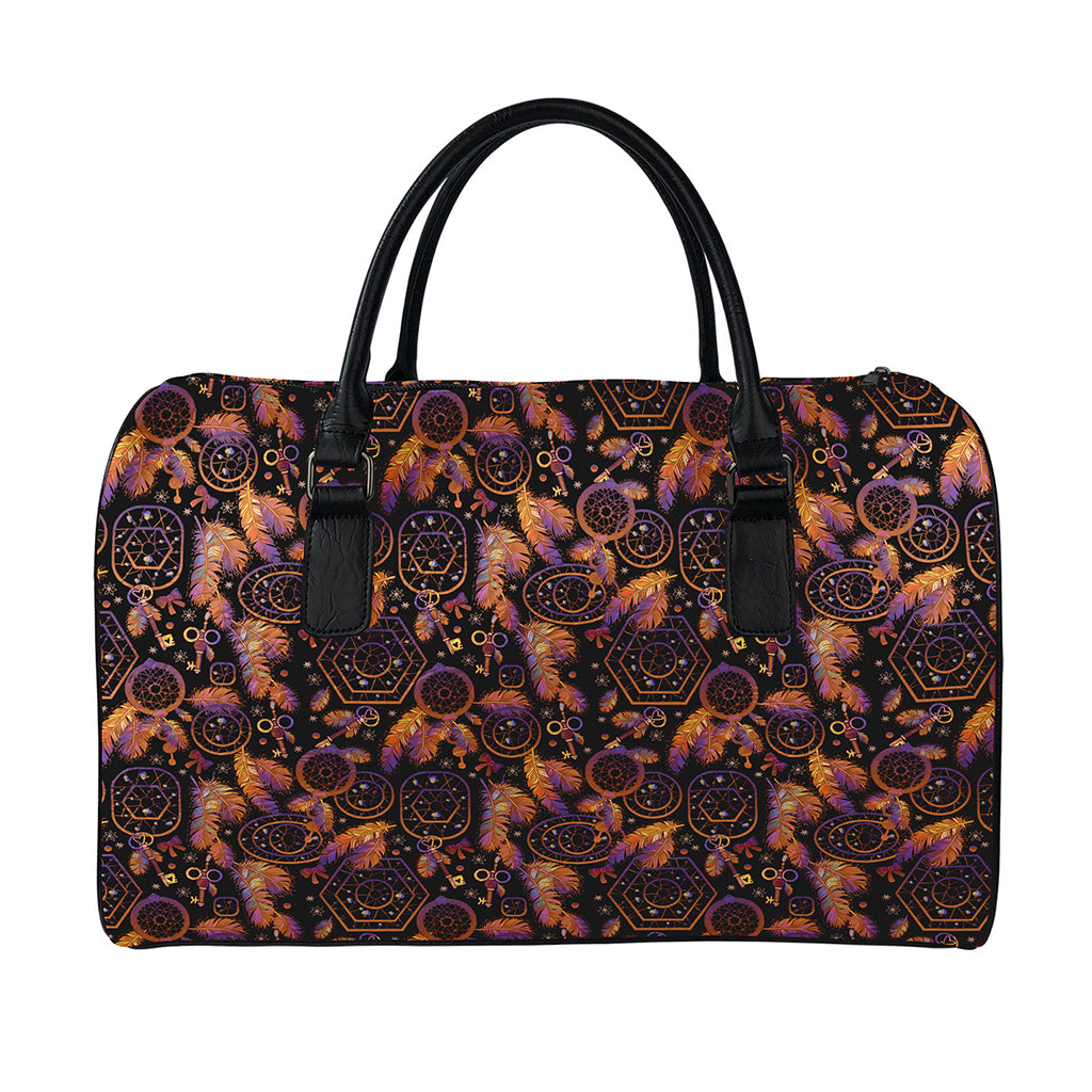 Native Tribal Dream Catcher Print Leather Duffle Bag