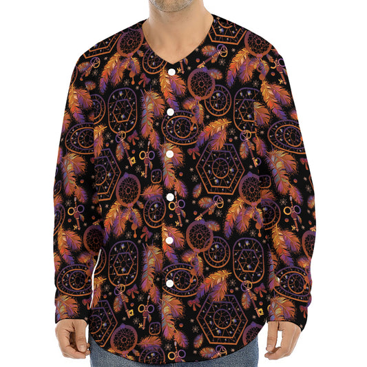 Native Tribal Dream Catcher Print Long Sleeve Baseball Jersey