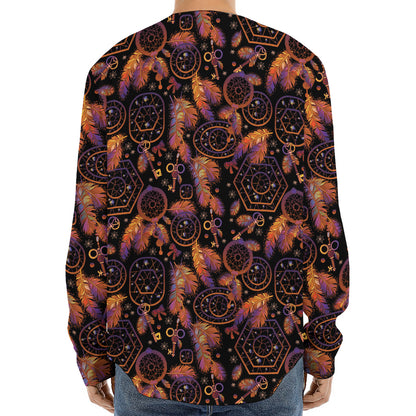 Native Tribal Dream Catcher Print Long Sleeve Baseball Jersey
