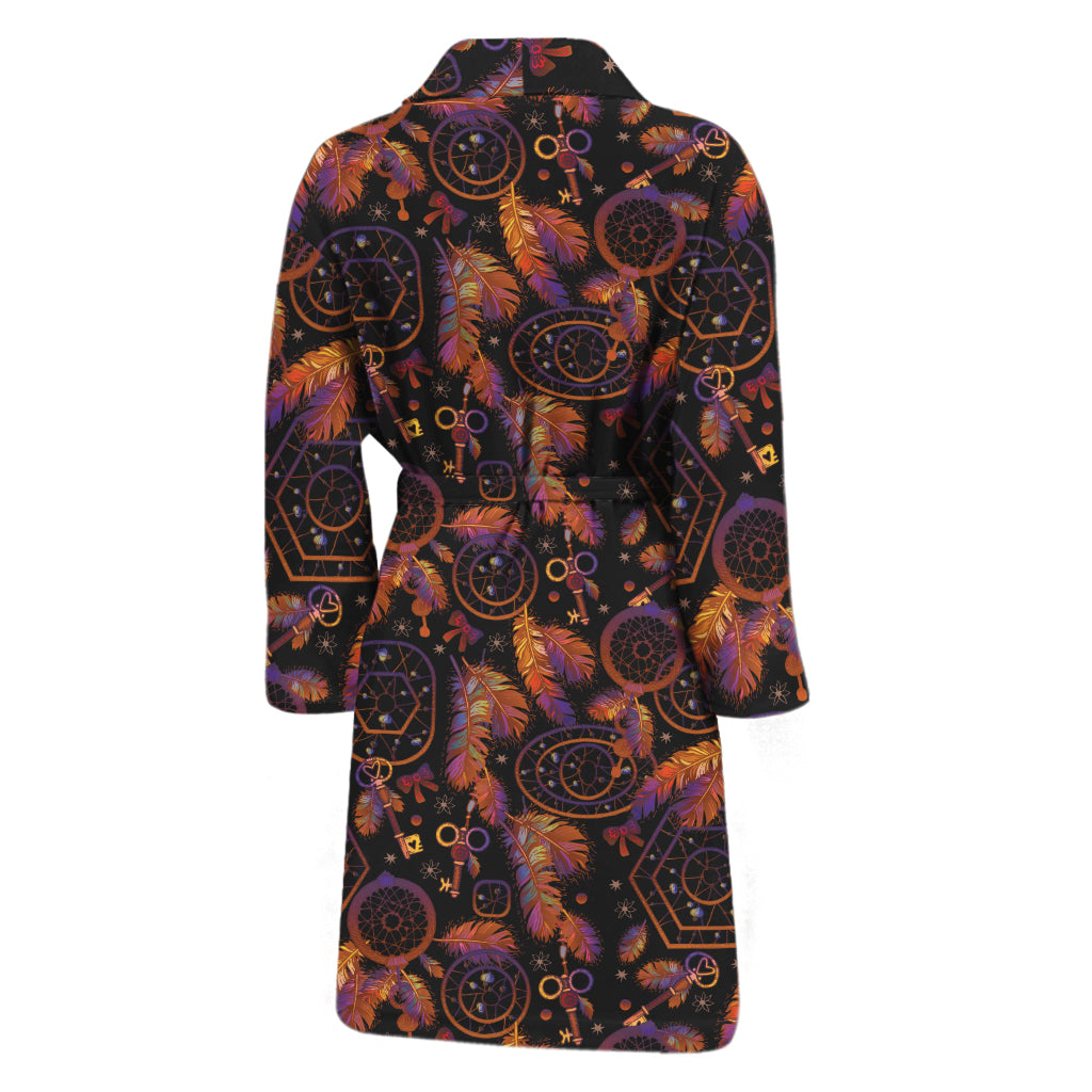 Native Tribal Dream Catcher Print Men's Bathrobe